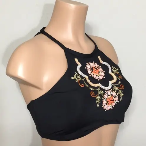 Kenneth Cole  black embellished bikini top. NWT