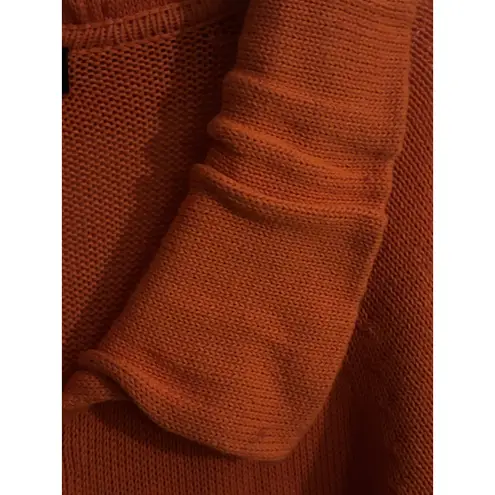 Windridge Cheryl Nash Orange Knit Zipper Front Cardigan Sweater Women M Size M