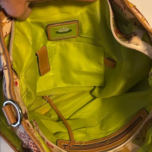 Lily bloom MULTI POCKETED TOTE COLORFUL AND BRIGHT FOREST OWL DESIGN PRELOVED