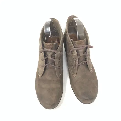 Rockport Cobb Hill Aria Bootie Taupe Brown Leather Lace Up Size 8 Cottagecore Tan