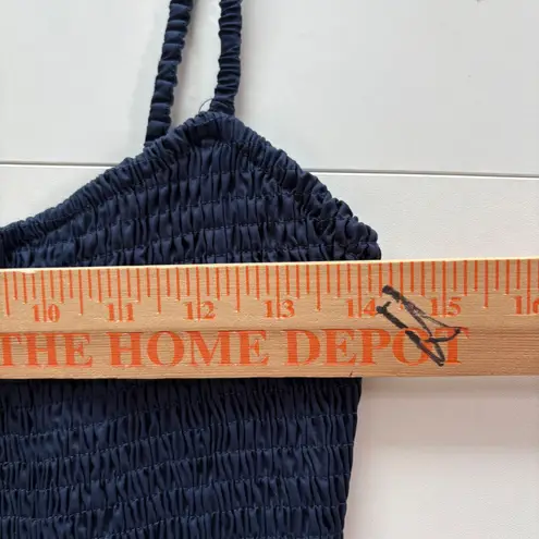 In the Beginning Navy Blue Sundress Smocked Bodice Midi Dress Summer Casual