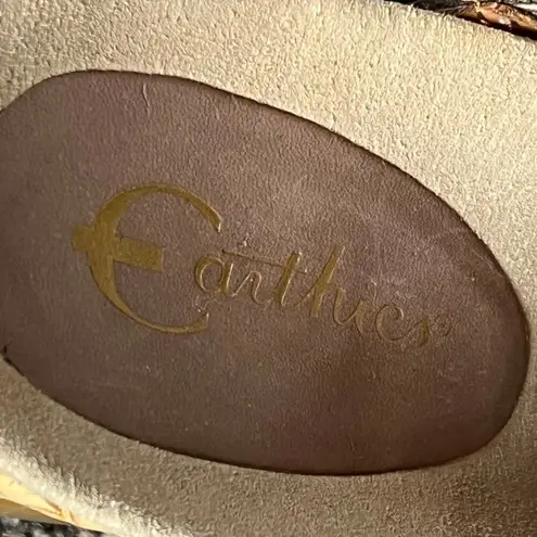 Earthies Setina Wedge Sandal Women 11 Taupe Leather Laser Cut Platform Boho Chic Brown