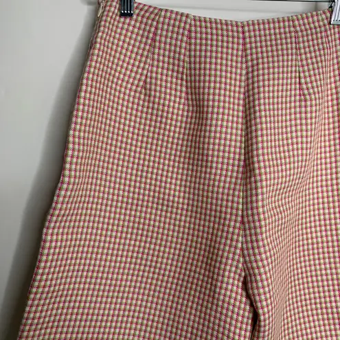 Alexa Chung High Waisted Plaid Womens Long Shorts US 6 Pink
