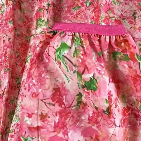 Vintage Inspired Pleated Floral Pink Lace Cottagecore Fairy Garden Barbie Chic Size L