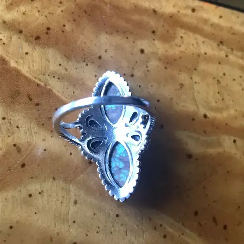 White Buffalo Royston Blue Horizon Turquoise Sterling Silver Ring Size 7