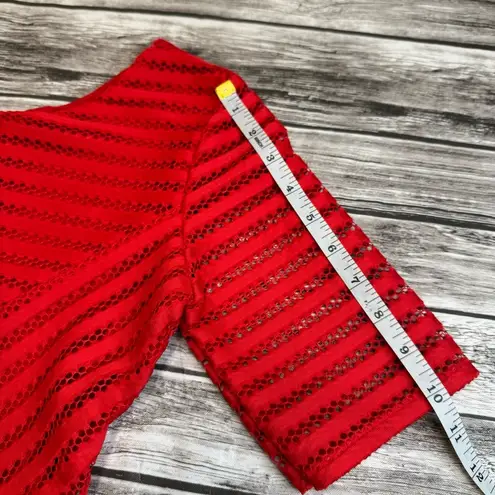 Ubranded Womens Cocktail Dress Bright Red S SM Small Lace Box Pleat Bubble Skirt