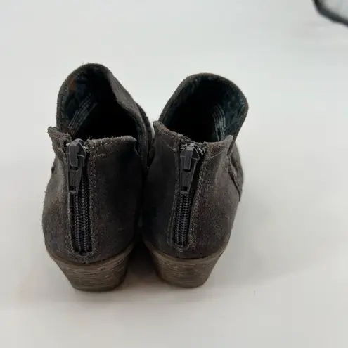 Earth Origins gray Suede Booties Perforated Ruching brandished toe back zip sz 7