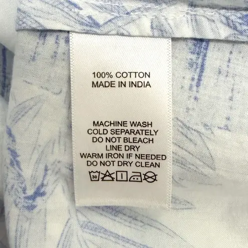 Tuckernuck Blue White Safari Toile 3/4 Sleeve Tie Neck A Line Mini Dress Large