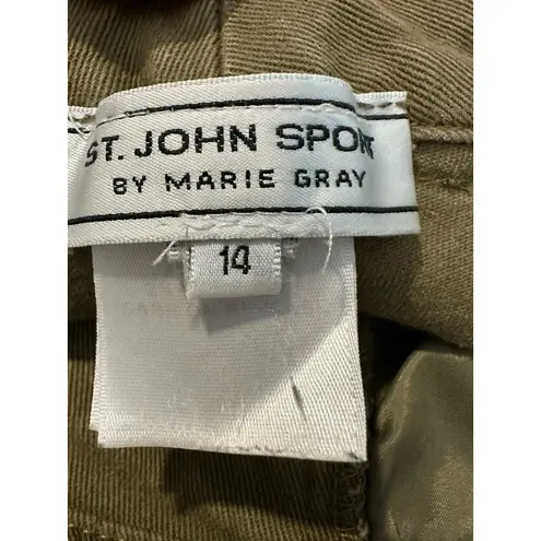 St. John Sport By Marie Gray Jeans Womens Sz 14 Olive Green Denim Wide Leg D6-7