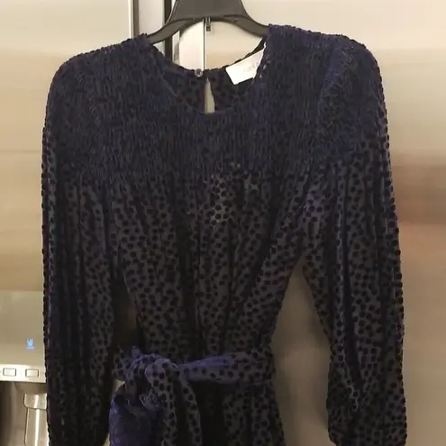 The Great ππ The Merry Dress ~ Navy Blue Velvet Burnout Polka Dot Midi M NWT