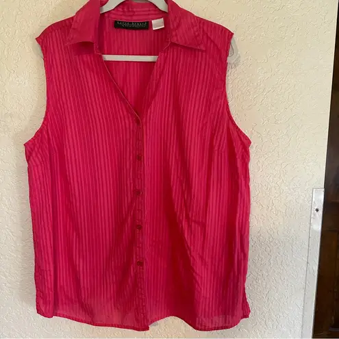 Harvé Benard Harve Benard Sleeveless Cotton Pink Tank Top Size 2X Collared