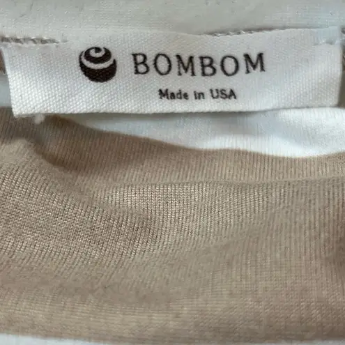 Bombom Striped Crew Neck Short Sleeve Pullover Midi Dress White Tan Women’s S