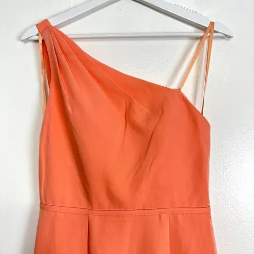 Mac Duggal One-Shoulder Jersey Mermaid Gown in Peach Size US 6