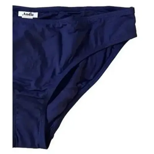 ANDIE NWT Swim The Bikini Bottom Medium Coverage Leg Cut Low Rise L Navy Blue - Image 4