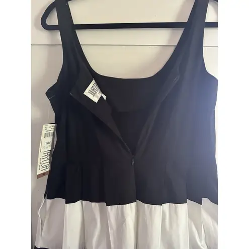 Julian Taylor New York Women's Black & White Stripe Polka Dot Sundress Sz 12