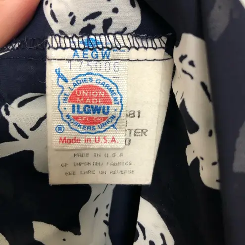 Vintage Russ Pleated Maxi Skirt Black White Floral Print Size 8