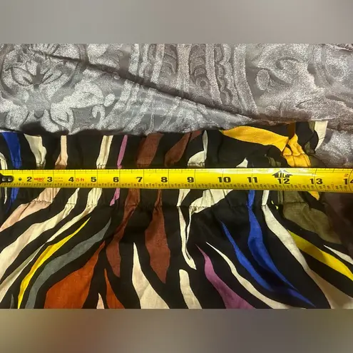 Funky Zebra Multicolor Linen Blend Skirt XS Black