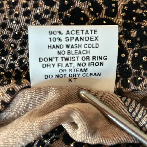 Vikki Vi Animal Print Long Sleeve V Neck Cardigan Top Brown & Gold Size 3X