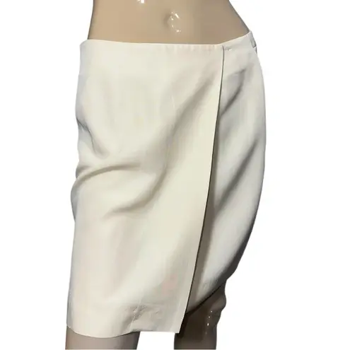 Donna Karan New York Vintage Size 8 Cream Ivory Shantung Silk Wrap Mini Skirt