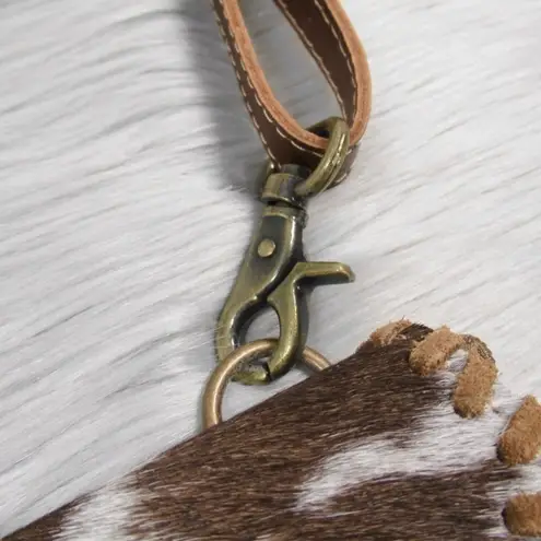 MYRA Altres Small Floral Crossbody Bag Boho Fringe Canvas Hairon Leather Purse Brown