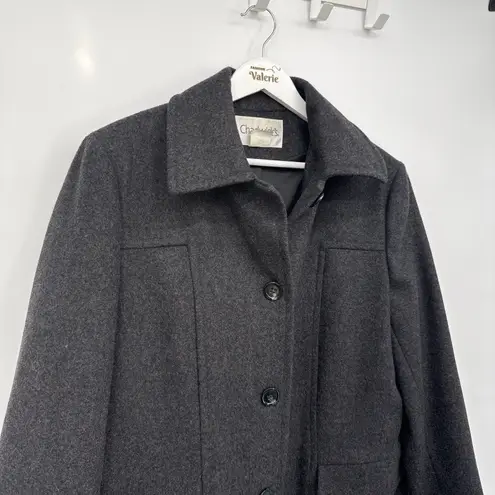 Chadwick's Dark Charcoal Grey Wool Button Front Coat Jacket Size 16