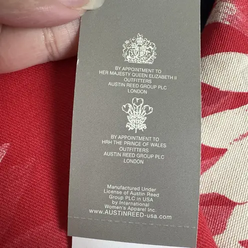 NWT Austin Reed Red Floral Retro Luxe Belted Double Breasted Blazer Jacket M Size M