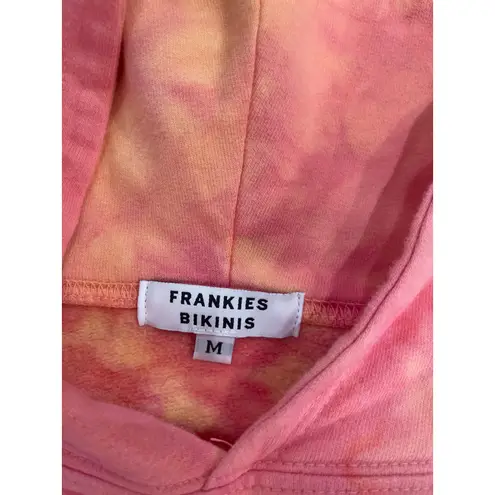 Frankie’s Bikinis Cropped Hooded tie dye sweatshirt in sherbert M Pink Size M