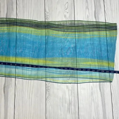 Vintage Blue  green sheet striped Italian scarf