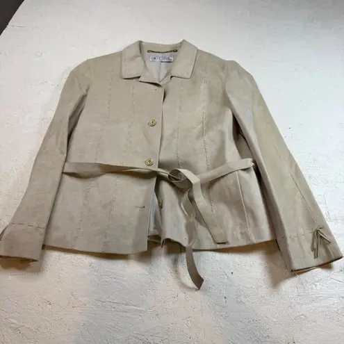 Cyril Creation Suisse Women's Tan Suede Belted Jacket & Skirt Set Size M