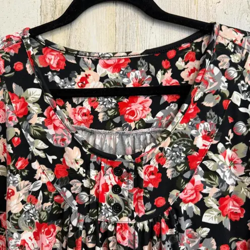 * Women's Floral Print Plus Size 3X Stylish Feminine Lightweight Summer Spring Black