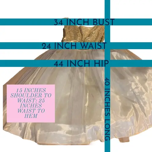 VINTAGE 1960’S CREAM SEQUINED FULL TULLE & SATIN SKIRT PARTY DRESS (S)