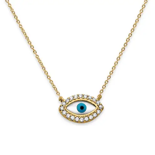 Tehrani Jewelry 14K Solid Gold Adjustable Evil Eye Necklace - Perfect Gift - Evil Eye Defender -