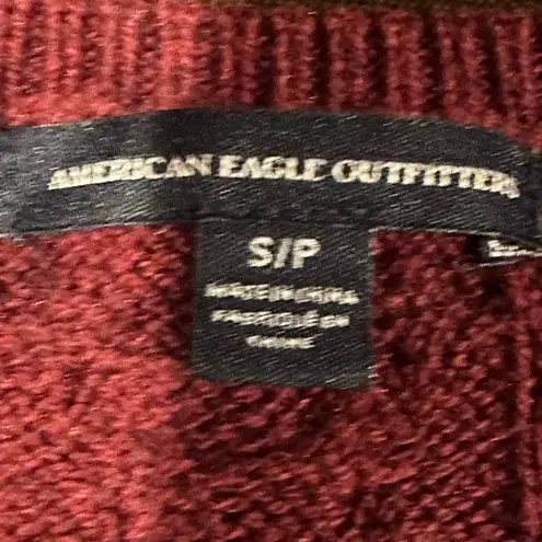 American Eagle American Eagles Outfitters Red knitted Long Sheer Sleeves Sweater SZ S Good Cond