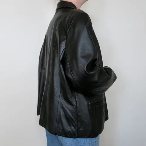 Preston & York Vintage 90s Black Leather Blazer Jacket