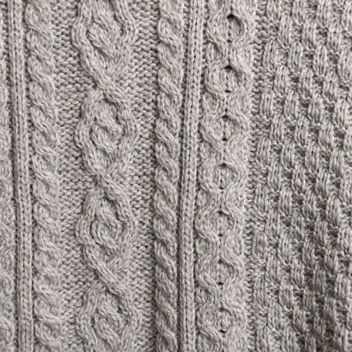 NWT Aran Sweater Market Gray Cable Knit Turtleneck Merino Irish Sweater Size S