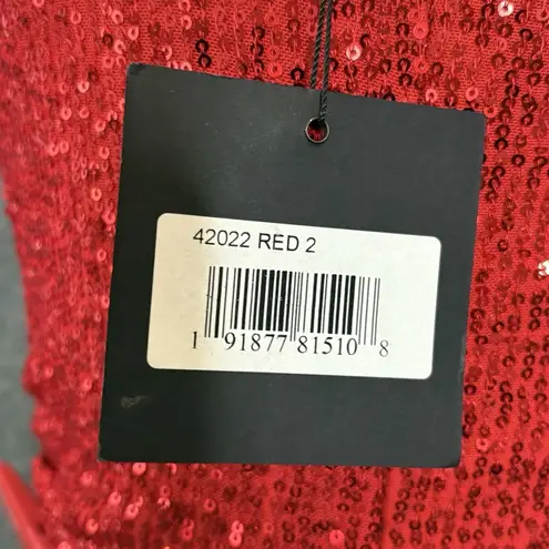 Mac Duggal Ieena for Red Sequin One Shoulder Cut Out Gown Size 2