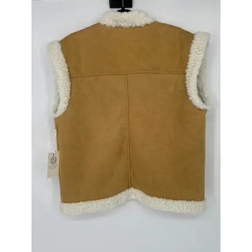 TUCKERNUCK Hyacinth House Tan Faux Suede Shearling Crosby Vest M Boho Western Brown Size M