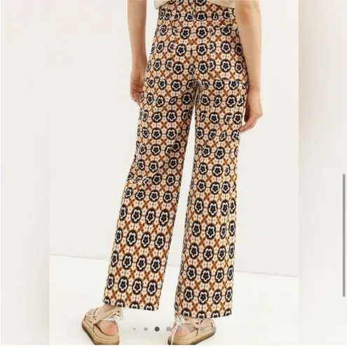 Maeve Anthropologie Colette Cropped Wide Leg Pants 70s Floral Hippie Sz 27 p