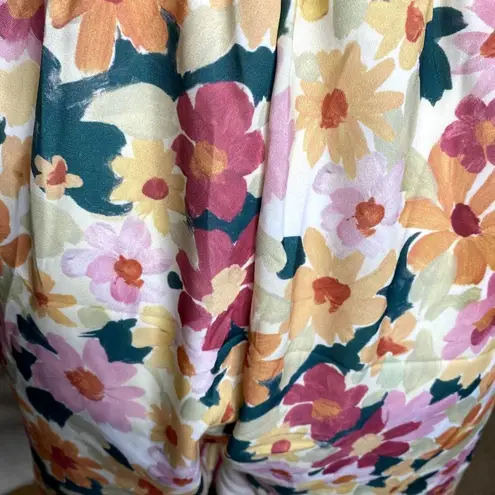 SheIn  Sleeveless Floral Halter Tie Neck Open Back Romper Orange Pink Size 6