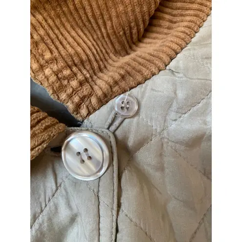 Bogari Silk Camel Quilted Jacket L Corduroy Collar Quiet Luxury Equestrian VTG Tan Size M