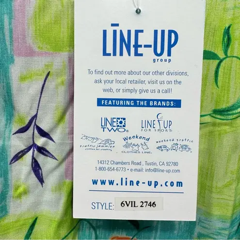 Tank Dress Summer Colors Squares & Fruit Print Ruffle Flare Hem by Line Two Size L