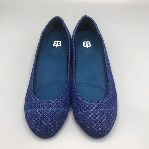 Betabrand  Shoes Womens Better Ballet Flats Blue Slip On Diamond Round Toe 7 M