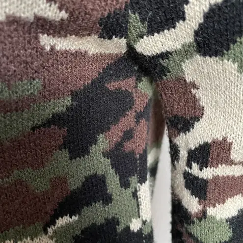 SML Sport Camouflage Double Zipper Sweater Small Green Brown Black Cream