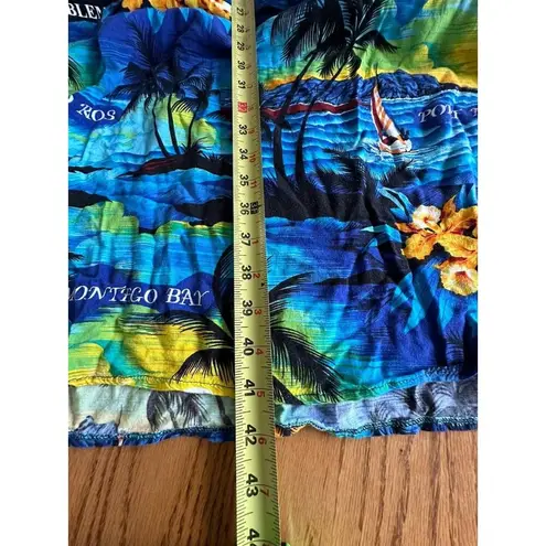 HAWAIIAN Kaftan Dress Swim Cover Palm Tree Beach Sun Montego Bay Blue Size 3X