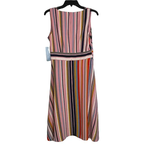 London Times Womens Dress Size 4 Pink Ivory Striped Partially Lined Stretch