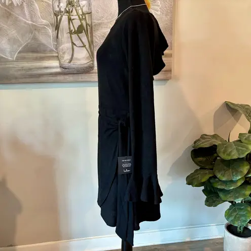 Lulus Black Ruffle Sleeve Dress NWT | Size M | Faux Wrap Skirt & Bell Cuff Size M