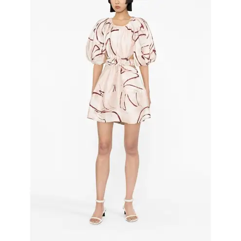 AJE Psychedelia Cut Out Mini Dress in Whimsical Dove 2 New Womens Cut out Party Pink