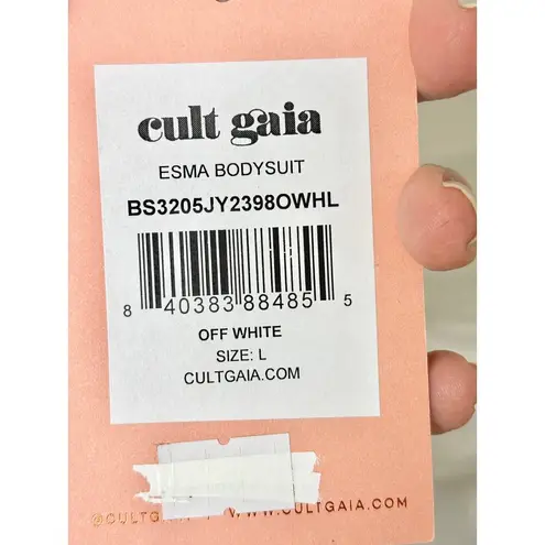 Cult Gaia NWT Esma Ruched Long Sleeve One Piece Bodysuit Off-White Womens Size L