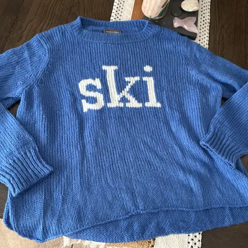 Wooden Ships NEW ski crew in aviator blue Blue and White Crew Neck Sweater s/m