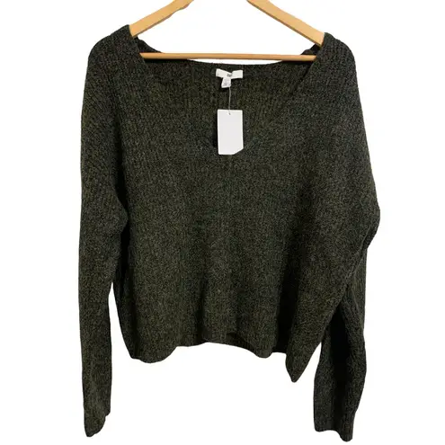 Bp. olive night Marl weekend cozy v neck ribbed sweater size Large NEW Green